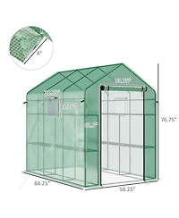 Outsunny Walk-in house, 18 Shelves, 84.25" x 56.25" x 76.75",