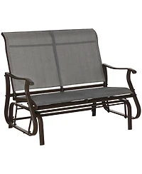 Outsunny 2-Person Outdoor Glider Bench，Patio Glider Loveseat Chair with Powder Coated Steel Frame，2 Seats Porch Rocking Glider for Backy