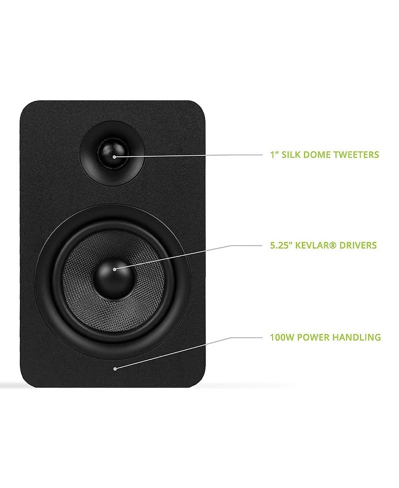 Kanto YUP6 Passive Bookshelf Speakers with 1" Silk Dome Tweeter and 5.25" Kevlar Woofer - Pair