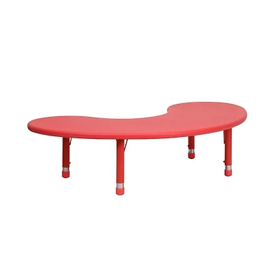 35"W X 65"L Half-Moon Plastic Height Adjustable Activity Table