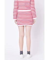 Women's Knit Striped Mini Skirt