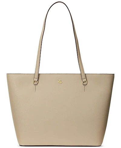 Lauren Ralph Crosshatch Leather Medium Karly Shopper Tote