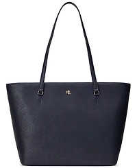 Lauren Ralph Crosshatch Leather Medium Karly Shopper Tote