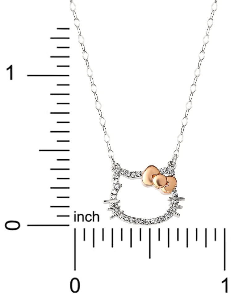 Hello Kitty Diamond Silhouette Pendant Necklace (1/20 ct. t.w.) in 10k White & Rose Gold, 16" + 2" extender
