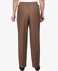 Alfred Dunner Petite Classic Textured Mid Rise Pull-On Pants