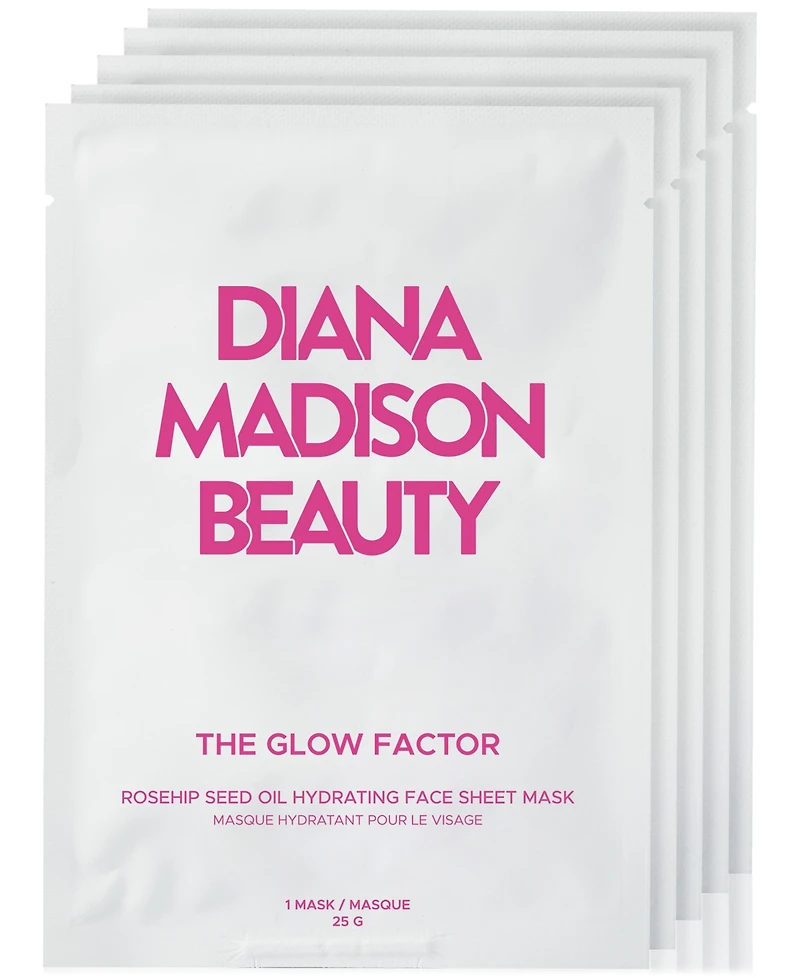 Diana Madison Beauty The Glow Factor Rosehip Seed Oil Hydrating Face Sheet Mask, 5-Pk.