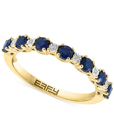Effy Sapphire (1/2 ct. t.w.) & Diamond Accent Stack Ring in Gold-Plated Sterling Silver (Also available in Ruby and Emerald)