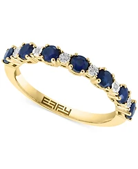 Effy Sapphire (1/2 ct. t.w.) & Diamond Accent Stack Ring in Gold-Plated Sterling Silver (Also available in Ruby and Emerald)