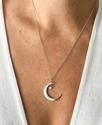 Adornia Silver-Tone Hanging Moon & Star Pendant Necklace, 16" + 2" extender