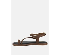Stallone Womens Braided Flat Sandals