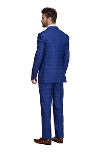 Gino Vitale Men's 3-Piece Windowpane Plaid Slim Fit Suit