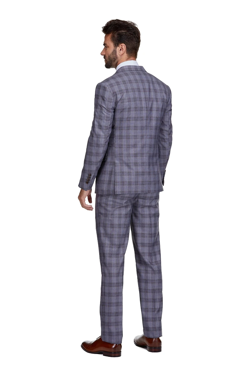 Gino Vitale Men's 3-Piece Slim Fit Check Suit