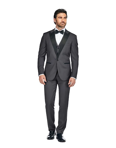 Gino Vitale Men's 3-Piece Slim Fit Tuxedo with Peak Lapel