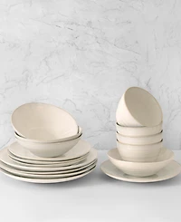 Euro Ceramica Neree 16 Pc. Double Bowl Dinnerware Set, Service for 4