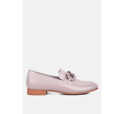 Merva Womens Chunky Chain Leather Loafers
