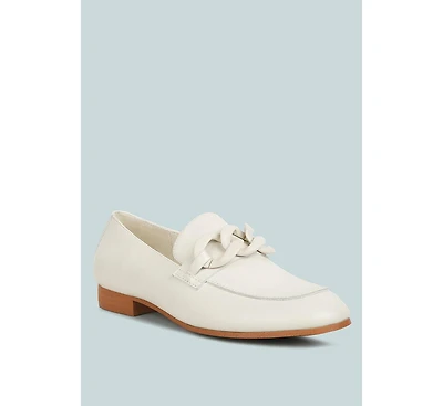 Merva Womens Chunky Chain Leather Loafers