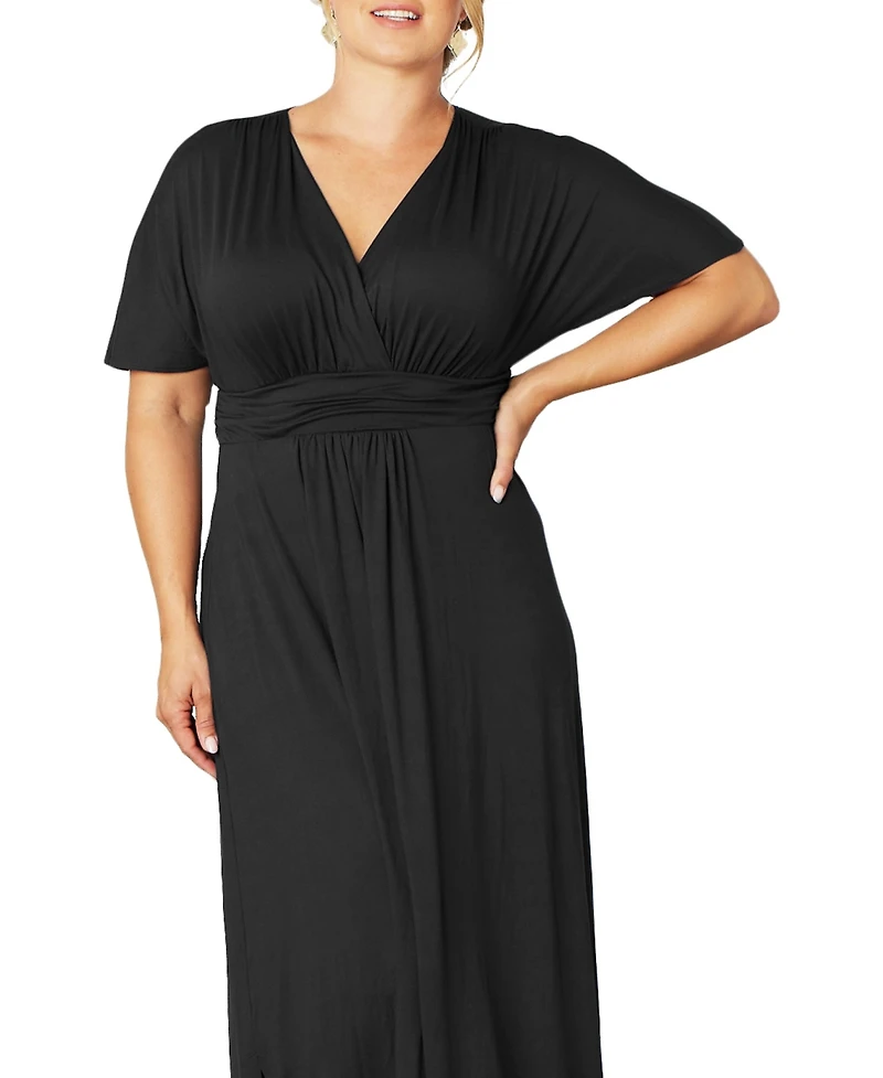 Kiyonna Women's Plus Vienna Kimono Sleeve Long Maxi Dress