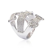 Suzy Levian Sterling Silver Cubic Zirconia Triple Buckle Ring