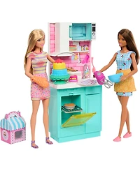 Barbie Celebration Fun Dolls and Accessories, Baking Playset with 2 Dolls, Oven 15 Plus Accessories