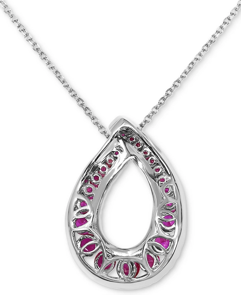 Lab-Grown Ruby (1-1/2 ct. t.w.) & Cubic Zirconia Loop 18" Pendant Necklace in Sterling Silver