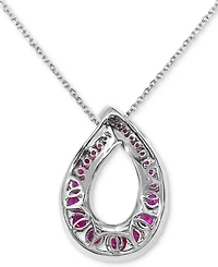 Lab-Grown Ruby (1-1/2 ct. t.w.) & Cubic Zirconia Loop 18" Pendant Necklace in Sterling Silver