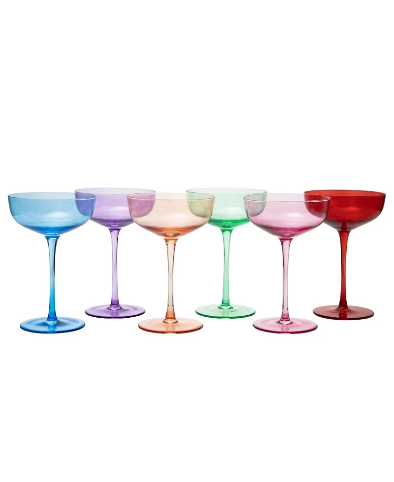 The Wine Savant Colored Coupe Glasses, Set of 6