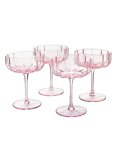 The Wine Savant Martini and Champagne Flower Vintage Glass Coupes, Set of 4