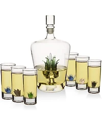 The Wine Savant Tequila Decanter & Shot Glasses, 7 Piece Set