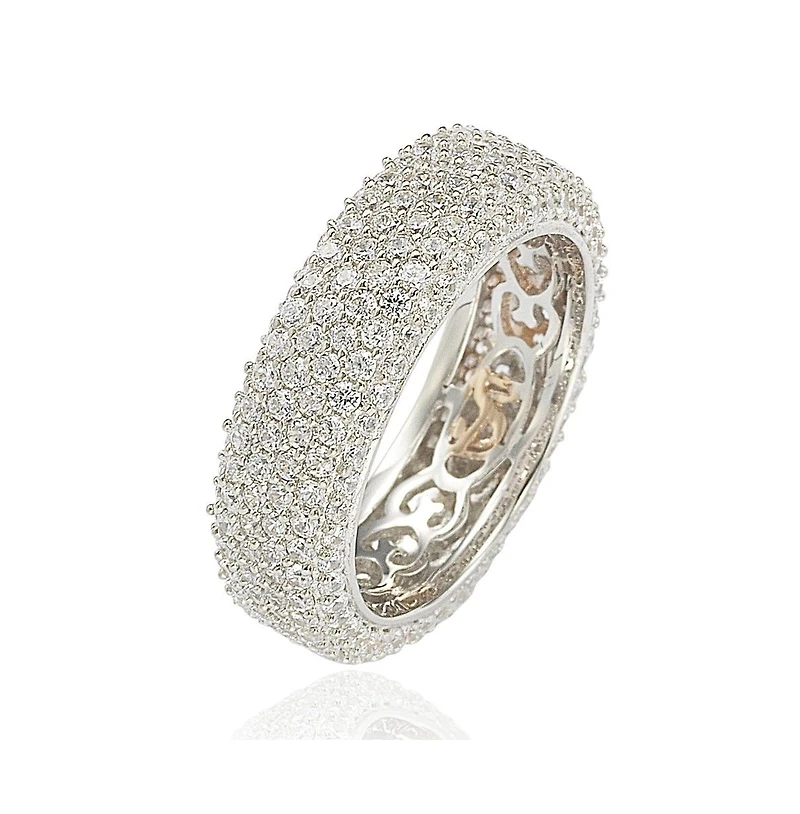 Suzy Levian Cubic Zirconia Sterling Silver Eternity Pave Ring