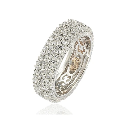 Suzy Levian Cubic Zirconia Sterling Silver Eternity Pave Ring
