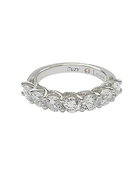 Suzy Levian Sterling Silver Cubic Zirconia Alternating Brown & White Half Eternity Band Ring