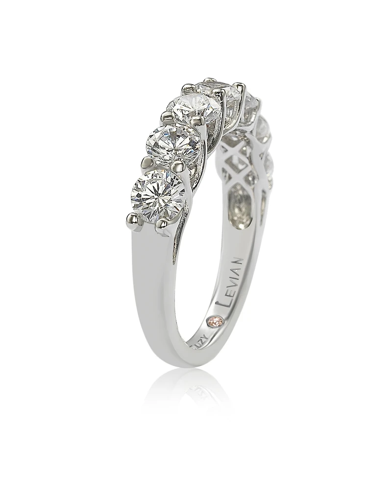 Suzy Levian Sterling Silver Cubic Zirconia Alternating Brown & White Half Eternity Band Ring