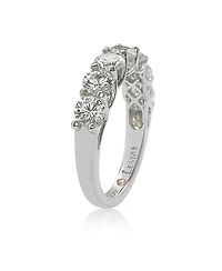 Suzy Levian Sterling Silver Cubic Zirconia Alternating Brown & White Half Eternity Band Ring