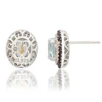 Suzy Levian Sterling Silver Sapphire Flower Earrings