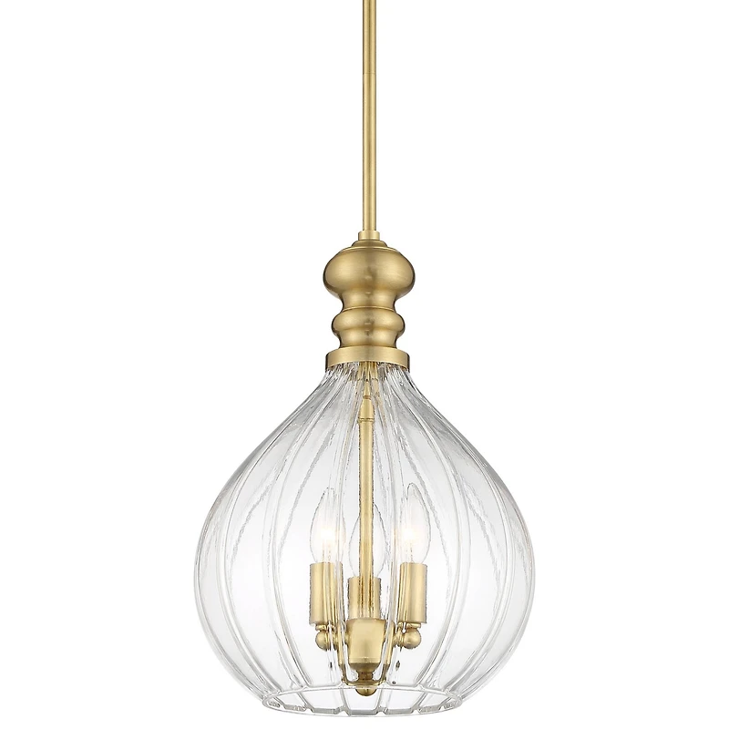 Houten Soft Gold Metal Mini Cluster Pendant Chandelier 11 1/2" Wide Modern Clear Glass Shade 3-Light Fixture for Dining Room House Foyer Entryway