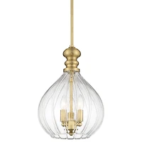 Houten Soft Gold Metal Mini Cluster Pendant Chandelier 11 1/2" Wide Modern Clear Glass Shade 3-Light Fixture for Dining Room House Foyer Entryway
