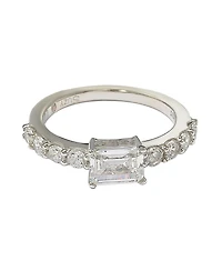 Suzy Levian Sterling Silver Assher Cut Cubic Zirconia Bridal Eternity Band Ring