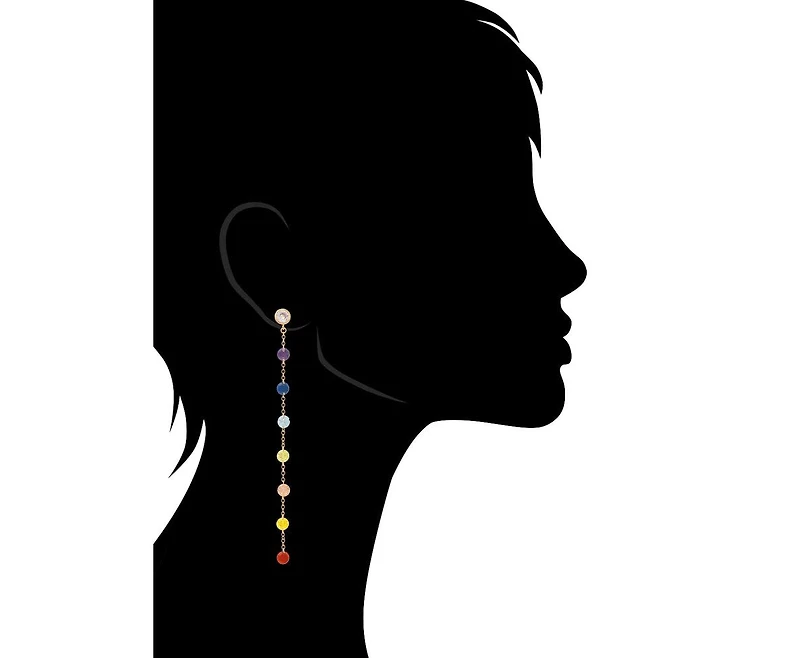 Multi Crystal Chain Drop Earrings