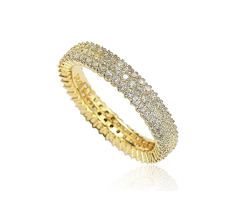 Suzy Levian Sterling Silver Micro-Pave White Cubic Zirconia Eternity Band Ring