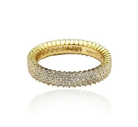 Suzy Levian Sterling Silver Micro-Pave White Cubic Zirconia Eternity Band Ring