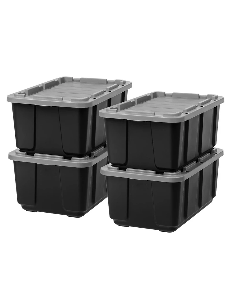 Iris 27Gal/108Qt 4 Pack Large Heavy-Duty Storage Plastic Bin Tote Container with Durable Lid, Black/Gray