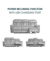 Montague 86" Genuine Leather in Dual Power Headrest and Lumbar Support Reclining Sofa