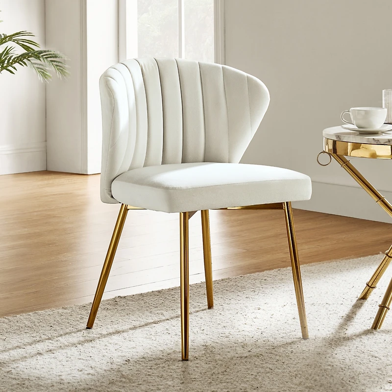 Aruna Velvet Side Chair with Metal Legs