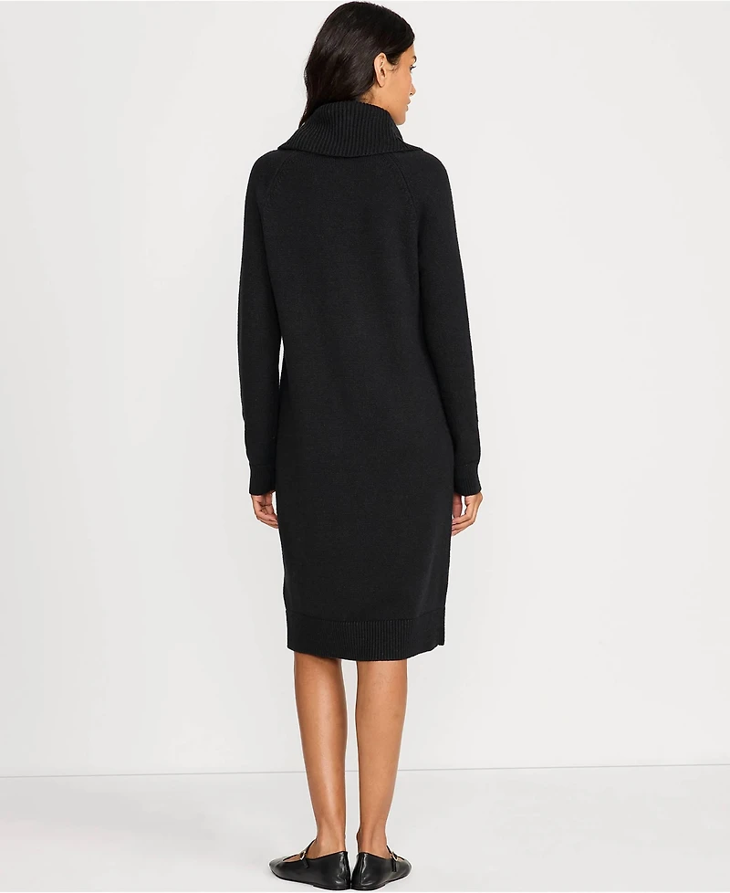 Lands' End Women's Cozy Lofty Cowl Neck Sweater Dress
