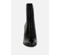 Wyndham Womens Lace Up Leather Ankle Boots
