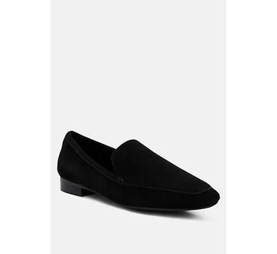 Rag & Co Julia Womens Black Suede Semi Casual Loafers