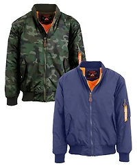 Spire By Galaxy Men's Heavyweight Ma-1 Bomber Flight Jacket, Pack of 2