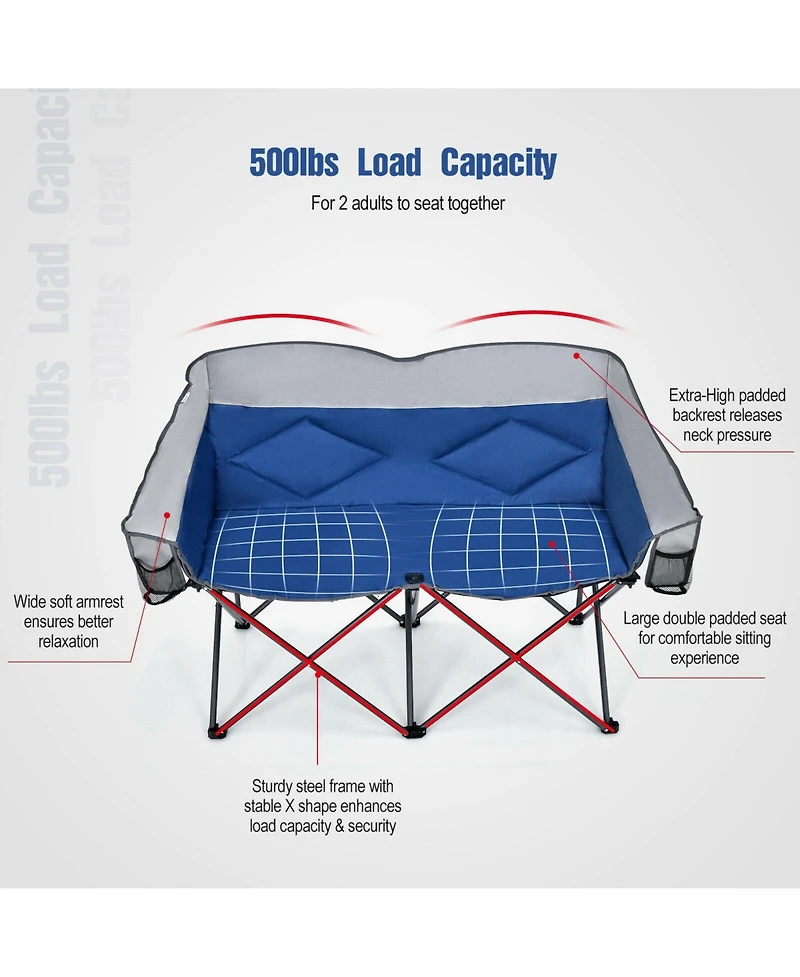 Folding Camping Chair with Bags and Padded Backrest