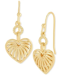 Open Heart Dangle Hoop Earrings in 18k Gold-Plated Sterling Silver