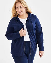 Style & Co Plus Zip-Up Hooded Sweatshirt, Exclusively at Macy's
